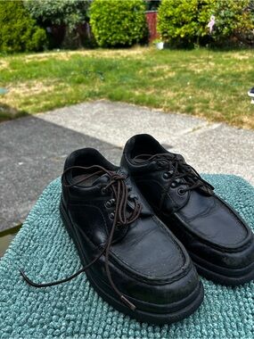 RED WING Men’s Black LEATHER STEEL TOE SUPER SOLE SHOES MADE IN USA Size 7.5